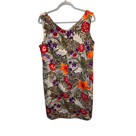 Kathie Lee Floral V-Neck Sleeveless Shift Dress Size 12 Green Knee Length - Picture 5 of 9